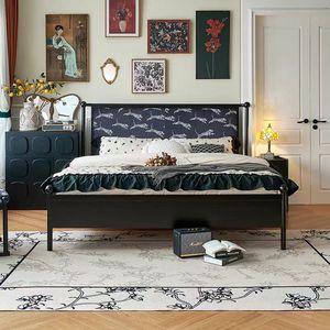 Lit souple au design moderne Cadre en bois pour salon luxueux Lit <span class=keywords><strong>queen</strong></span> et double en bois massif Lit confortable pour dormir dans un hôtel - Product Image 1