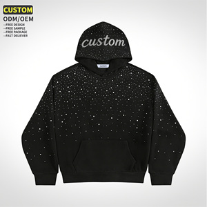 Felpa con Cappuccio Unisex Personalizzata 100% Cotone, Nuovo Design con Stampa a Caldo e Strass per Uomo, Autunno Inverno - Product Image 1