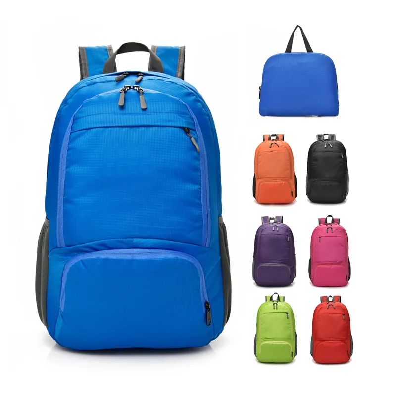Custom LOGO Foldable Bag Waterproof Big Outdoor Unisex Colorful Expandable Folding Travel Bag Sports School Backpack For Hiking
