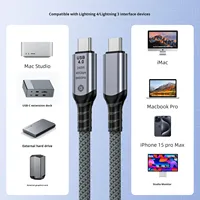 Cable de Datos USB 4.0 de Doble Cabeza Tipo-C con Función Completa, PD240W, Material de Nylon, 2m, Velocidad de Transmisión de 40GB, Pantalla 8K60Hz