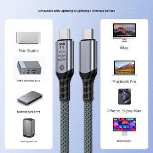 Câble <span class=keywords><strong>de</strong></span> données USB 4.0 pleine fonction double tête Type-C PD240W avec matériau tressé, vitesse <span class=keywords><strong>de</strong></span> transmission 40 Go, affichage 8K60Hz - Product Image 4