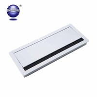 Table de bureau rectangulaire en alliage d'aluminium avec passe-câbles à fermeture douce