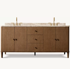 Set di Mobili da Bagno di Lusso in Stile Americano, Mobile Lavabo Doppio in Legno - Product Image 2