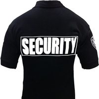 Polo de sécurité en Poly coton noir de première classe avec Badge personnalisé, uniforme de sécurité pour le personnel d'événements