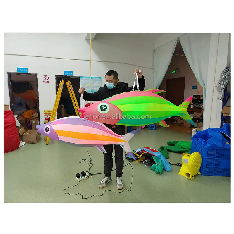 Hanging Props Inflatable Fish with led light Inflatable Cartoon for Themed Decoration