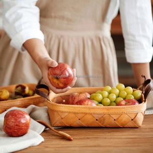 Panier à nourriture rectangulaire en rotin fait à la main en gros - Style Japandi Conservation de la fraîcheur Multifonction 1-3L - Product Image 6