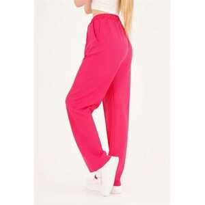 Pantalons et leggings pour femmes en fuchsia basique en gros, légers, en mousseline de soie, respirants, taille élastique, motif formel - Product Image 3