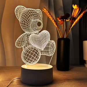 Lámpara de Noche Infantil Redonda Personalizada con Ilusión Óptica 3D, Lámpara de Escritorio LED USB, Luz Blanca Cálida Regulable, Decoración para Dormitorio y Hogar, Mediana - Product Image 3