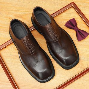 Nouvelles chaussures en cuir véritable à bout rond, décontractées, à semelle épaisse, en cuir verni, chaussures de costume, chaussures de mariage, chaussures en cuir pour hommes - Product Image 4