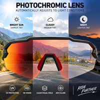 Lunettes de sport photochromiques à large champ de vision, protection UV400, avec verres en polycarbonate pour le cyclisme, la course à pied et les activités de plein air