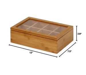 <span class=keywords><strong>Caja</strong></span> de Té de Bambú Natural de Diseño Nuevo al por Mayor, Organizador de Bolsitas de Té de Bambú con Tapa para el Hogar - Product Image 2