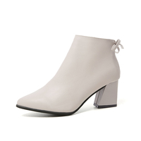 Vente chaude bout pointu noir Beige mode bottes femmes bottes bottes à talons courts pour dames