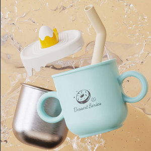 2026 Baby Trainer Cup Stainless Steel Toddler Sippy Cup <b>with</b> <b>Straw</b> Double Handle Wholesale Custom Logo Insulated Milk Cup Factor - Product Image 5