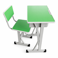 Ensemble de bureau et chaise pour étudiants vert durable avec cadre en métal, mobilier scolaire ergonomique pour enfants et adolescents