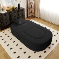ATUNUS US Dropshipping Knochenloses Einzelsofa-Bett für Wohnzimmer Schlafzimmer Heim-Möbel Schwarzes Ovales Faulbett-Sofa