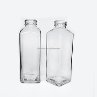 Offre Spéciale – Bouteilles en Verre Carrées Transparentes Personnalisées de 500 ml (16 oz) pour Boissons, Jus de Fruits Pressés à Froid, Thé et Lait, avec Bouchon à Vis