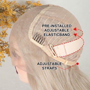 Perruque synthétique Julianna résistante à la chaleur, lisse, ondulée, avec mèches blondes, dentelle HD 13x6, dentelle frontale - Product Image 4