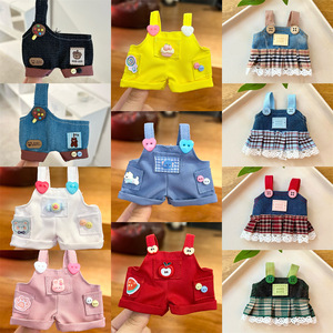Vêtements de poupée mignons de 10 cm, salopette DIY pour poupée Labubu, mini pantalon à bretelles en jean pour accessoires de vêtements de poupée en peluche - Product Image 4