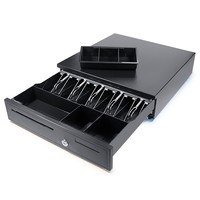 Cajón de Caja Registradora Metálico Negro OEM 405, con Cerradura de 3 Posiciones, Doble Voltaje, USB, Duradero, para Supermercado, Cajón de Efectivo Metálico para Punto de Venta
