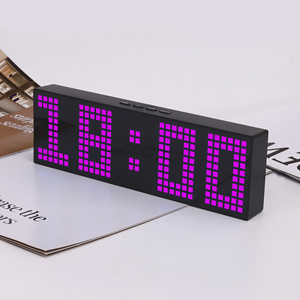 Horloge numérique à matrice de points LED horizontale, 2 pièces, réveil, commande sonore, veilleuse, compte à rebours, compte à rebours, chambre à coucher, bureau - Product Image 1