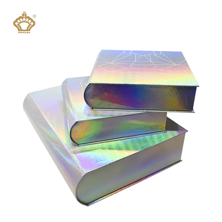 Iridescent Luxury White Custom Logo Printed Laser Paper Box Reflection Holographic Cosmetics Gift Packaging Box