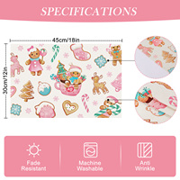 Ensemble de 4 sets de table en tissu imprimé motif Bonhomme en pain d'épices rose de Noël, 12x18 pouces, écologiques, résistants à la chaleur et durables