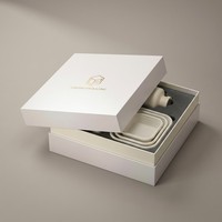 Boîte d'emballage biodégradable personnalisée de luxe en blanc nacré pour les épaules et le cou, avec estampage à chaud doré pour les cosmétiques, idéale pour les cadeaux de soins de la peau