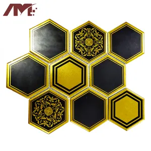 Oro Negro hexagonal de cerámica de azulejos de mosaico