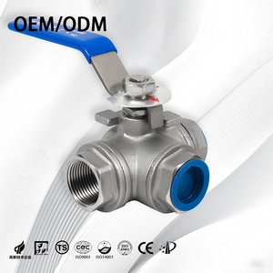 Muti-cổng áp lực giảm 3 cách van cf8 cf8m chủ đề nội bộ TEE bóng van với gắn pad - Product Image 2