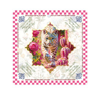 Tapis de table de mahjong américain vintage à imprimé floral léopard, antidérapant, en caoutchouc, insonorisant