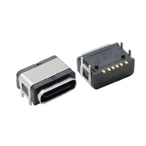 Conector tipo c fêmea, 6 pinos, todo o conector smd à prova d'água ip66 USB-C, conector tipo c