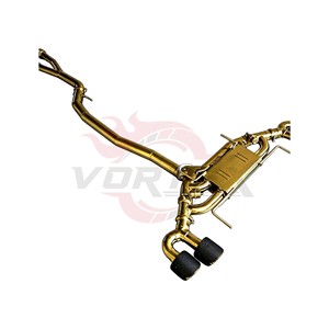 Vortex Polished Gold Valved Catback <b>Exhaust</b> for Nissan GT-R R35 3.8L V6 Twin Turbo VR38DETT Quad Black Tips Racing System - Product Image 3