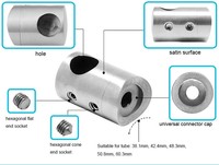 Support de barre de tuyau en acier inoxydable fermé à droite/fermé connecteur de main courante gauche pour menuisier de tuyau de main courante d'escalier
