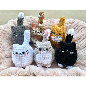 Animales <span class=keywords><strong>de</strong></span> Peluche Tejidos a Crochet para Bebés, Gato <span class=keywords><strong>de</strong></span> Peluche Suave y Regordete, <span class=keywords><strong>Juguete</strong></span> <span class=keywords><strong>de</strong></span> Gato Tejido con Hilo <span class=keywords><strong>de</strong></span> Chenilla - Product Image 1