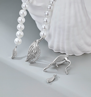 Accessoire DIY en perles, fermoir de chaîne de pull en argent pur S925, bracelet, collier, cordon, perle, fermoir à pression, argent