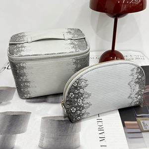 Bolsa de Cosméticos de Lujo con Textura de Piel de Lagarto, Juego de 2 Piezas, Organizador de Maquillaje de Cuero Impermeable, Bolsa de Aseo Portátil de Viaje para Damas - Product Image 4