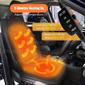 Funda de Asiento Delantero de Coche con Calefacción Eléctrica Universal Negra de 12V, Calentador con Termostato para Invierno, Cojín para el Hogar - Product Image 1