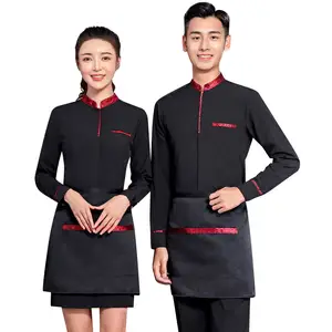 New Design Hotel Cafes Uniforms Staff Coffee Shop Waitress Long Sleeve Work Uniform Hotel Uniform