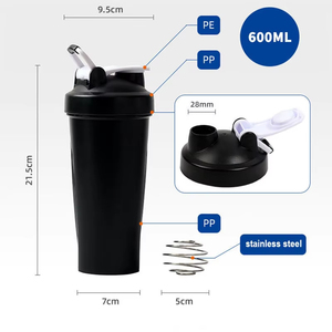 Sang trọng Sản phẩm mới 600ml Shaker phòng tập thể dục chai biểu tượng tùy chỉnh nhựa xách tay tập thể dục phòng tập thể dục thể thao Protein Shaker cup chai nước - Product Image 5