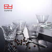 Tasses en verre SUNYO de style japonais moderne, à motif martelé, à large ouverture, résistantes à la chaleur, pour café glacé, jus de fruits