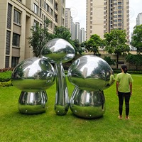 Champignon gonflable géant argenté brillant en PVC portable pour la publicité extérieure et la décoration d'événements
