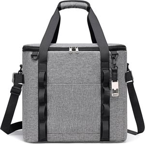 Gray Insulated Cooler Bag Soft Sided <b>Ice</b> <b>Chest</b> Portable Thermal Tote for Travel Beach Camping Grocery Shopping - Product Image 1