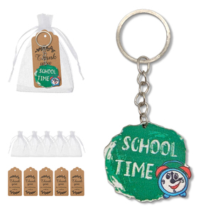 Customizable Portable Eco-Friendly Wooden Keychains with Digital Photo Printing School Time Text for Students