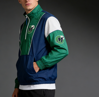 Blouson bomber de basketball patchwork personnalisé, style années 90, pull-over sportif athlétique, coupe-vent, parka en nylon, demi-zip