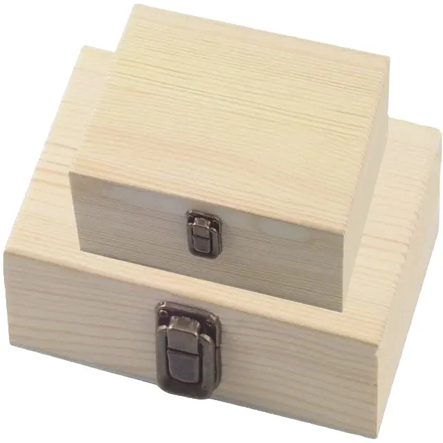 ヒンジ付き蓋付きの未完成の木製ボックス、木製オルゴール (10.75x8x5.75 In)