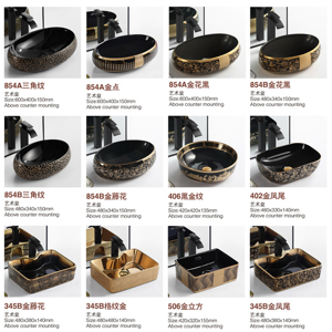 Forma ovale controsoffitto di lusso di colore dorato in porcellana a mano <span class=keywords><strong>lavabo</strong></span> da <span class=keywords><strong>bagno</strong></span> in ceramica WC Art lavello <span class=keywords><strong>ciotola</strong></span> - Product Image 6