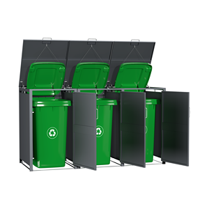 Thùng rác <span class=keywords><strong>bin</strong></span> hộp thép mạ kẽm ngoài trời Wheelie <span class=keywords><strong>bin</strong></span> đổ 3 mảnh vườn rác có thể lưu trữ 240L multonnenbox với mở đầu - Product Image 2