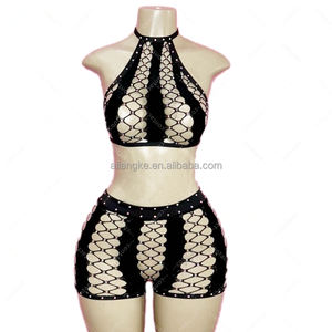 Tarifs inclus Vadulyer Original Factory Wholesale Populaire Diamond Fishnet Stripper Outfits Deux pièces - Product Image 5