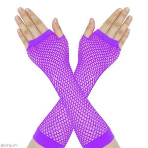 1 Paar Lange Visnet Nethandschoenen Voor Dames Vingerloze Mesh Handschoenen Punk Rock Sexy Armwarmers Voor Nachtclubfeest Om Te Wandelen - Product Image 5