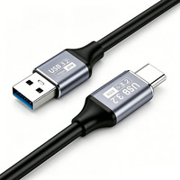 Kabel USB 3.2 Gen2 Tipe-C Kecepatan Tinggi 10Gbps 3A 60W Pengisian Cepat Konduktor Tembaga Murni Kompatibel Kamera Kemasan Khusus